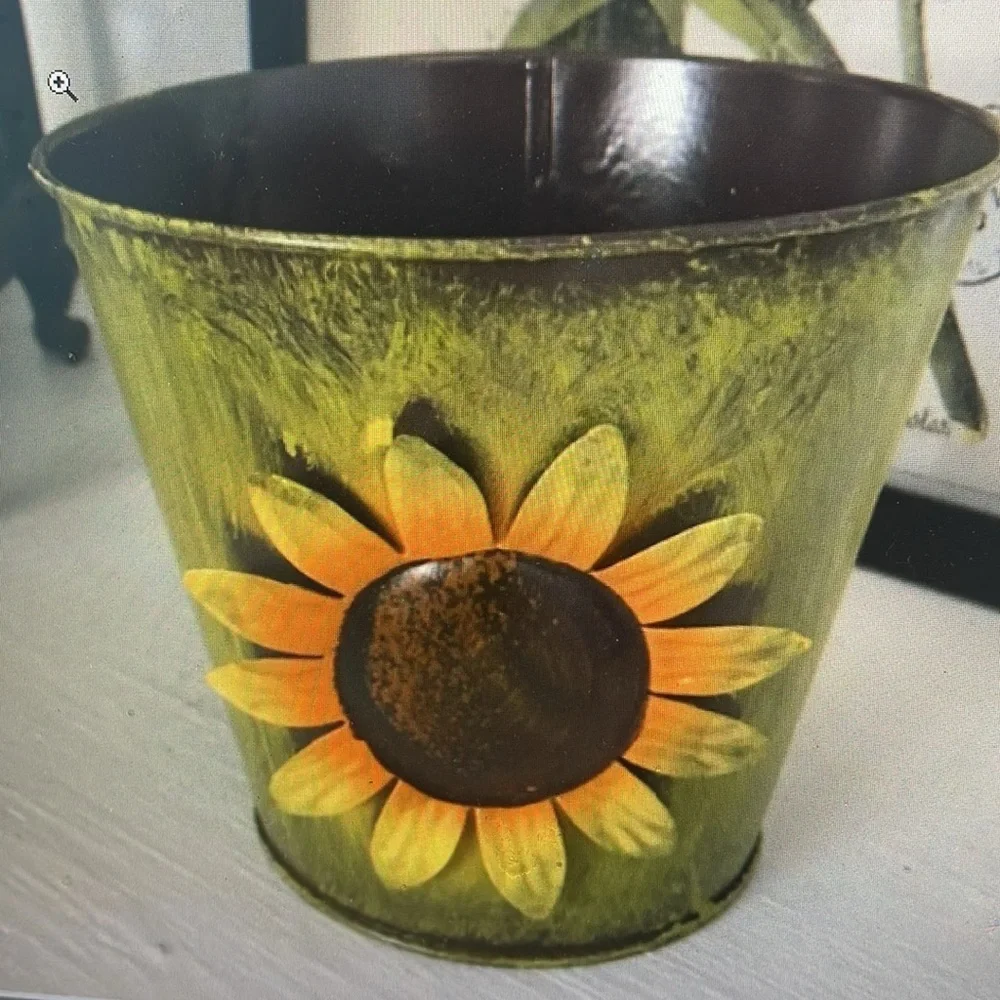 Sunflower Metal Bucket ~ Pot ~ Planter ~ Pail
